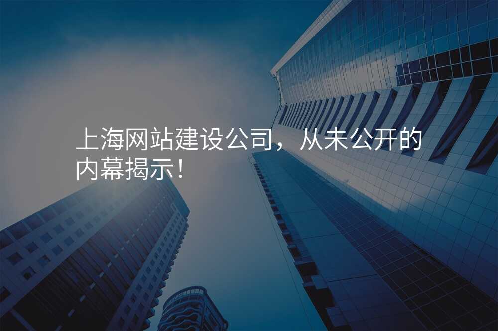 上海网站建设公(gōng)司，从未公(gōng)开的内幕揭示！
